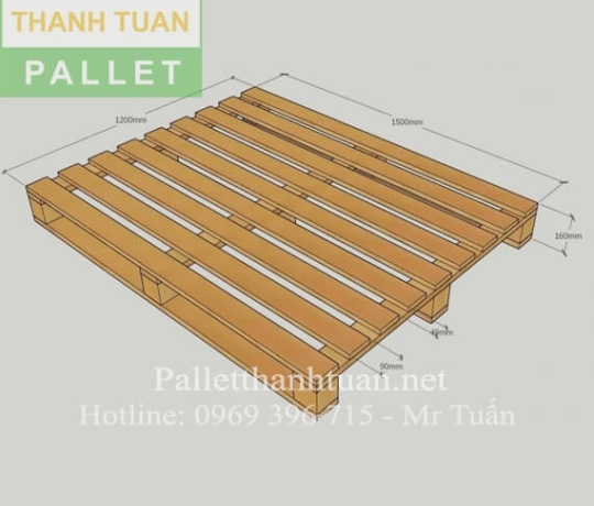 Pallet Gỗ Theo Bản Vẻ Kích Thước 1200x1500x160