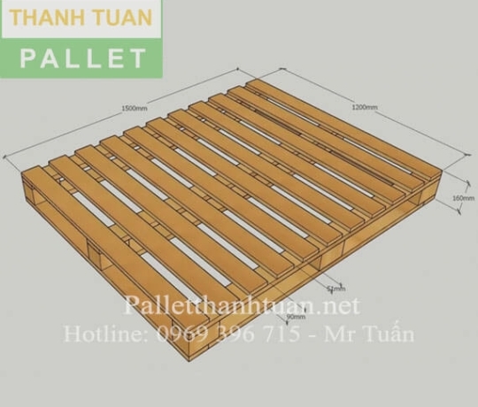 Pallet Gỗ Theo Bản Vẽ Kích Thước 1500x1200x160 5 Chân